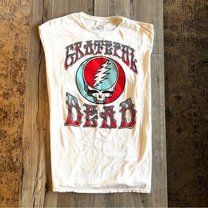 Grateful Dead White Tee with Black Logo XL